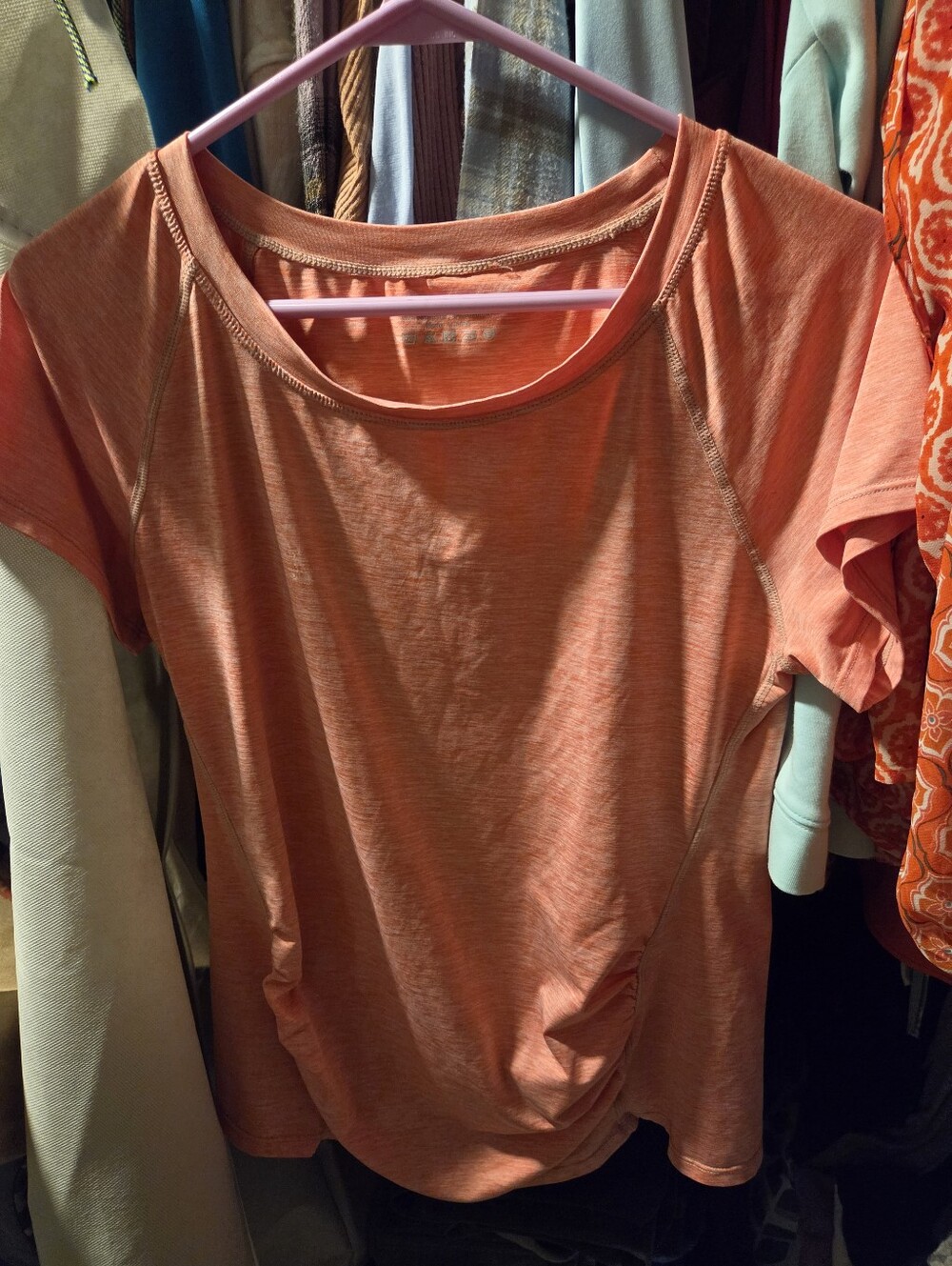 Maternity Coral Short Sleeve Scoop Neck Teetirn